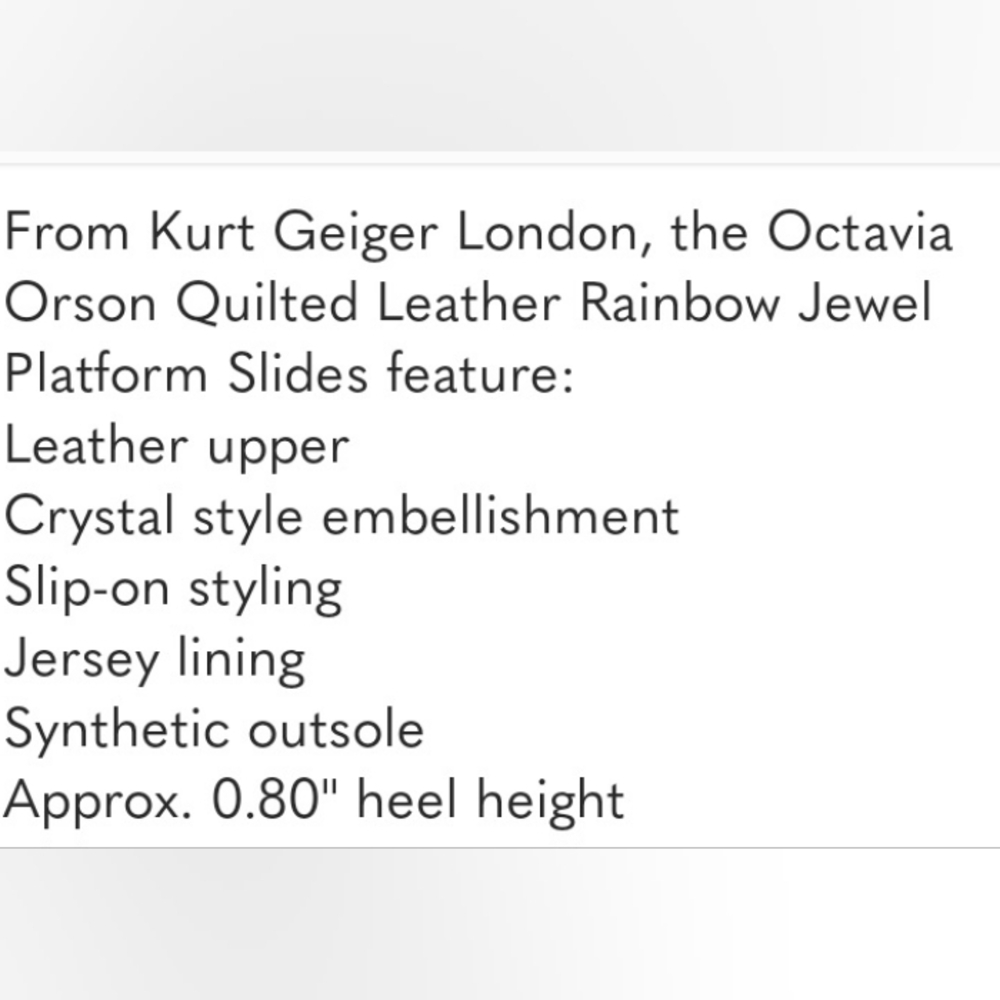 Kurt Geiger Rainbow Rhinestone Gem Crystal Leather Quilted Slip On Sandal New - Picture 7 of 15
